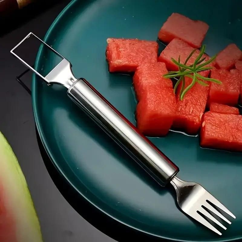Watermelon Fork Cutter Slicer Tool 2-in-1 Stainless Steel Fruit Cutter (Pack of 1)