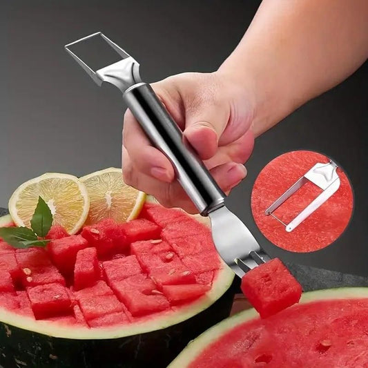 Watermelon Fork Cutter Slicer Tool 2-in-1 Stainless Steel Fruit Cutter (Pack of 1)