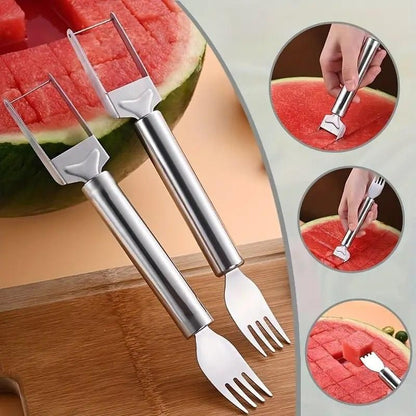 Watermelon Fork Cutter Slicer Tool 2-in-1 Stainless Steel Fruit Cutter (Pack of 1)